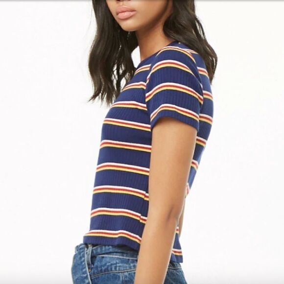 Forever 21 Striped Ribbed Knit Tee - Picture 3 of 4